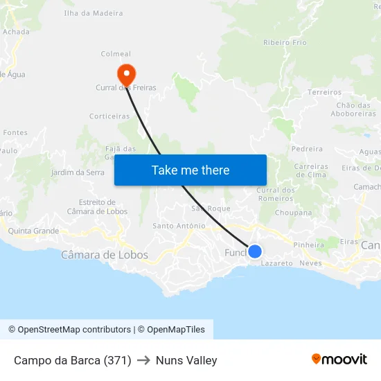 Campo da Barca (371) to Nuns Valley map