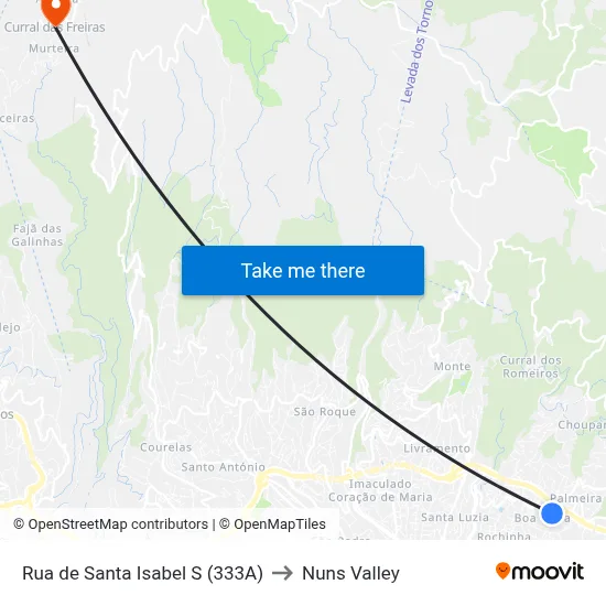 Rua de Santa Isabel  S (333A) to Nuns Valley map