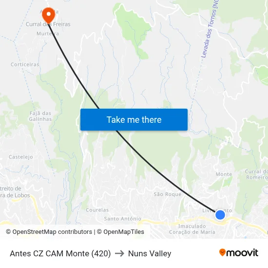 Antes CZ CAM Monte (420) to Nuns Valley map