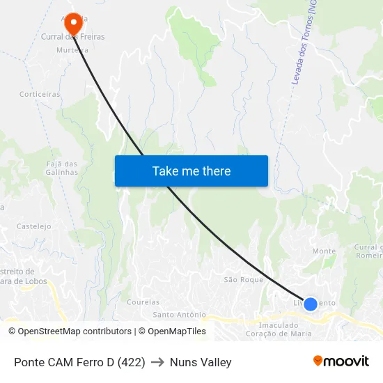 Ponte CAM Ferro  D (422) to Nuns Valley map