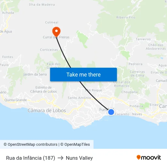 Rua da Infância (187) to Nuns Valley map