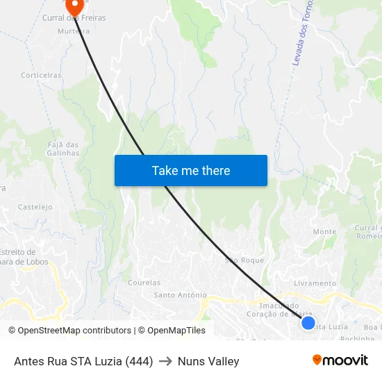 Antes Rua STA Luzia (444) to Nuns Valley map