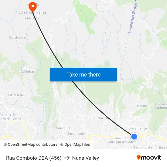 Rua Comboio  D2A (456) to Nuns Valley map