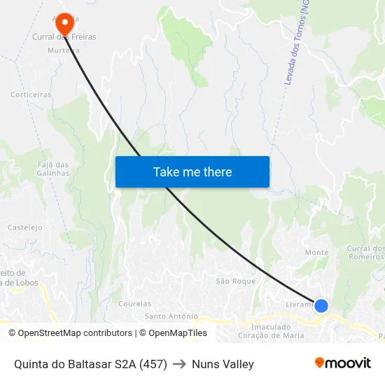 Quinta do Baltasar  S2A (457) to Nuns Valley map