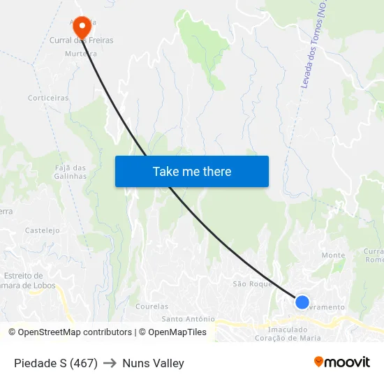 Piedade  S (467) to Nuns Valley map