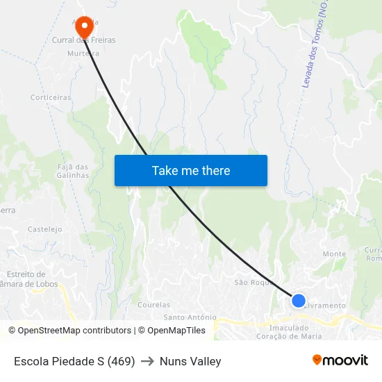 Escola Piedade  S (469) to Nuns Valley map