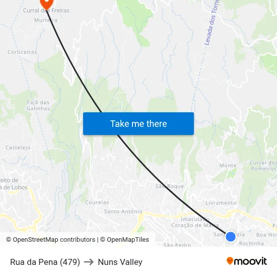 Rua da Pena (479) to Nuns Valley map