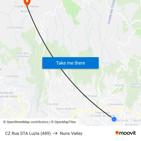 CZ Rua STA Luzia (489) to Nuns Valley map