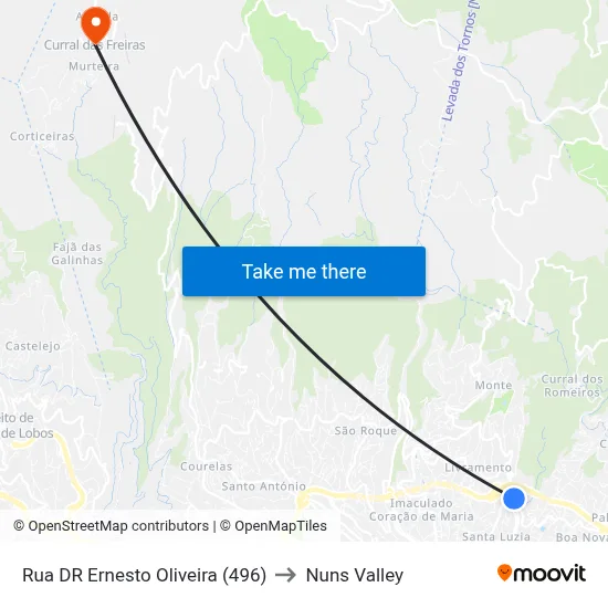 Rua DR Ernesto Oliveira (496) to Nuns Valley map