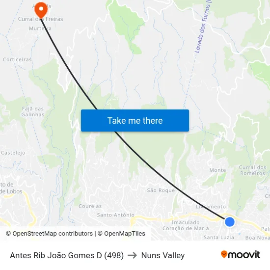 Antes Rib João Gomes  D (498) to Nuns Valley map