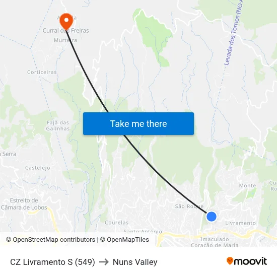CZ Livramento  S (549) to Nuns Valley map