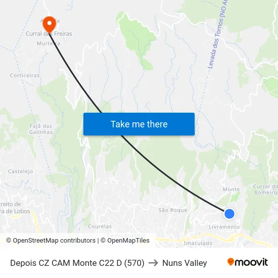 Depois CZ CAM Monte C22 D (570) to Nuns Valley map