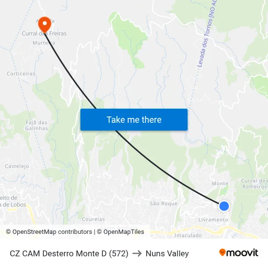 CZ CAM Desterro  Monte  D (572) to Nuns Valley map