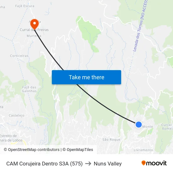 CAM Corujeira Dentro  S3A (575) to Nuns Valley map