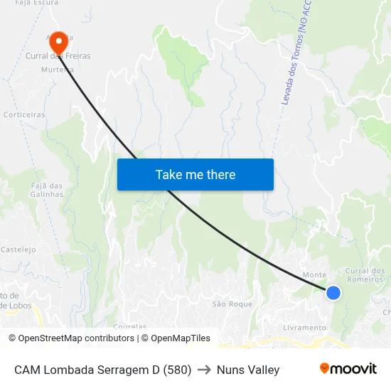 CAM Lombada  Serragem  D (580) to Nuns Valley map