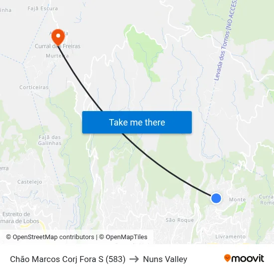 Chão Marcos  Corj Fora  S (583) to Nuns Valley map