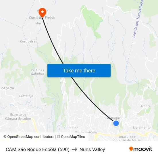 CAM São Roque  Escola (590) to Nuns Valley map