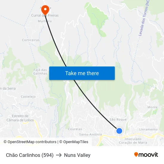 Chão Carlinhos (594) to Nuns Valley map
