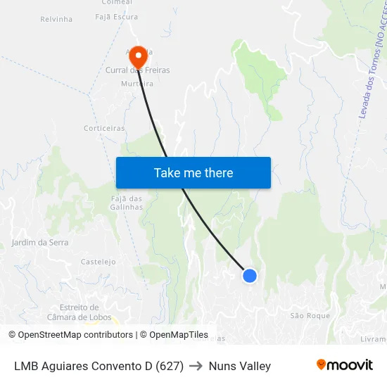 LMB Aguiares  Convento  D (627) to Nuns Valley map