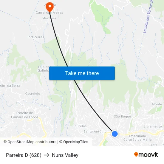 Parreira  D (628) to Nuns Valley map