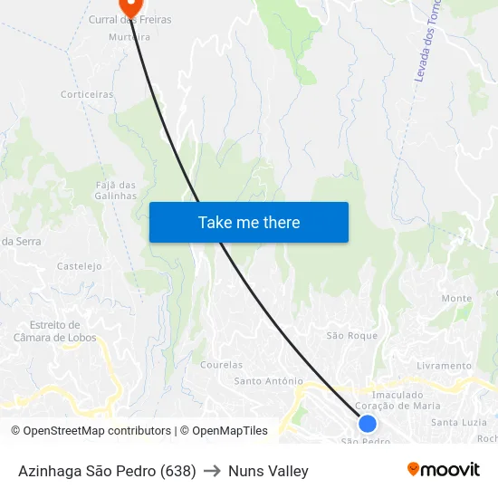 Azinhaga São Pedro (638) to Nuns Valley map