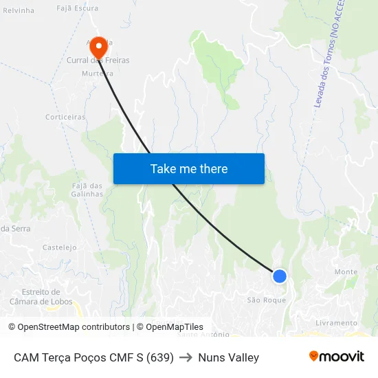 CAM Terça  Poços CMF  S (639) to Nuns Valley map