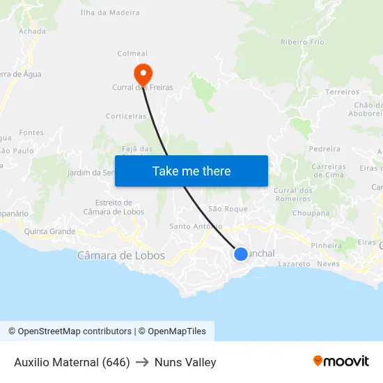 Auxilio Maternal (646) to Nuns Valley map