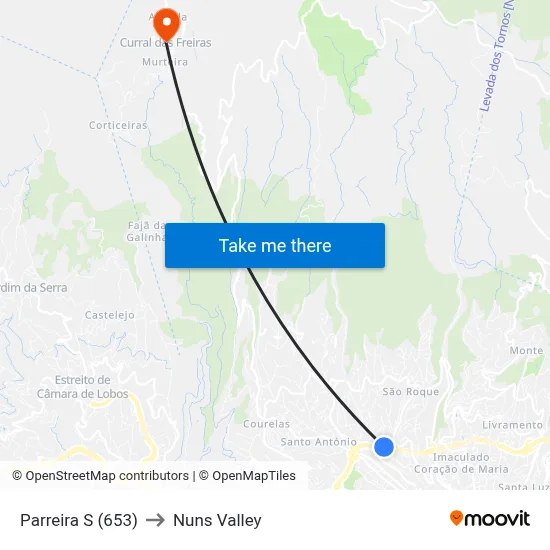 Parreira  S (653) to Nuns Valley map