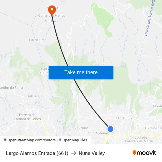 Largo Álamos  Entrada (661) to Nuns Valley map