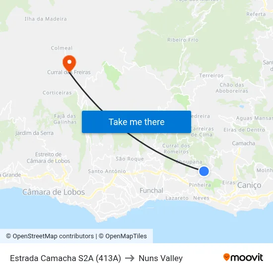Estrada Camacha  S2A (413A) to Nuns Valley map