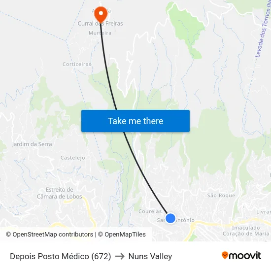 Depois Posto Médico (672) to Nuns Valley map