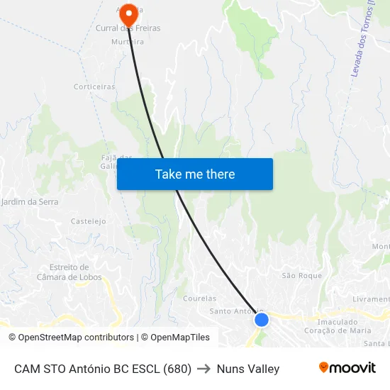 CAM STO António  BC ESCL (680) to Nuns Valley map