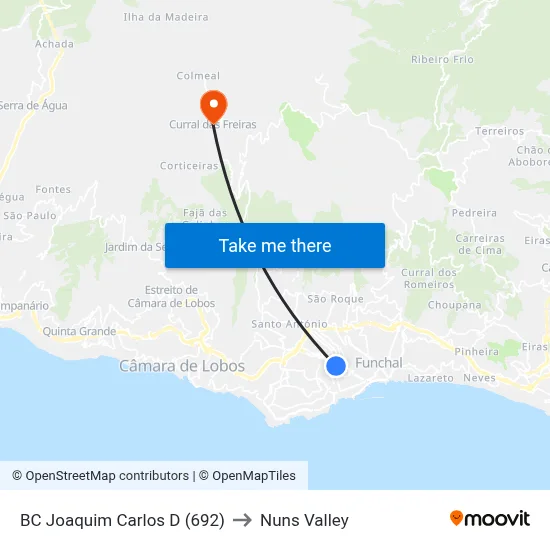 BC Joaquim Carlos  D (692) to Nuns Valley map
