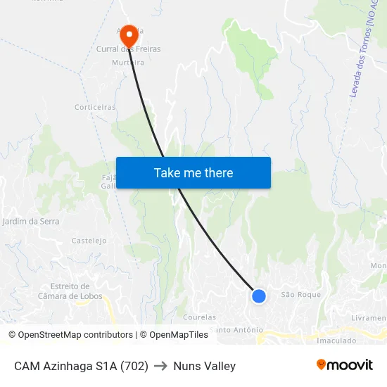 CAM Azinhaga  S1A (702) to Nuns Valley map