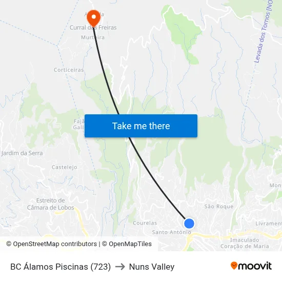 BC Álamos  Piscinas (723) to Nuns Valley map