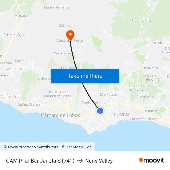 CAM Pilar  Bar Janota  S (741) to Nuns Valley map
