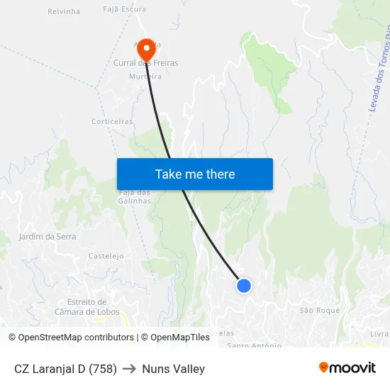 CZ Laranjal  D (758) to Nuns Valley map