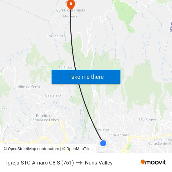 Igreja STO Amaro  C8  S (761) to Nuns Valley map