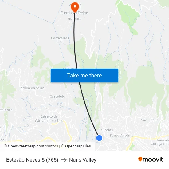 Estevão Neves  S (765) to Nuns Valley map