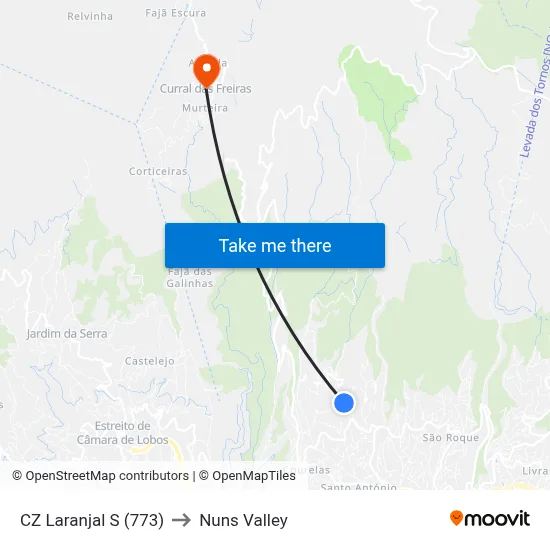CZ Laranjal  S (773) to Nuns Valley map