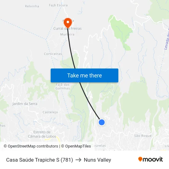 Casa Saúde Trapiche  S (781) to Nuns Valley map