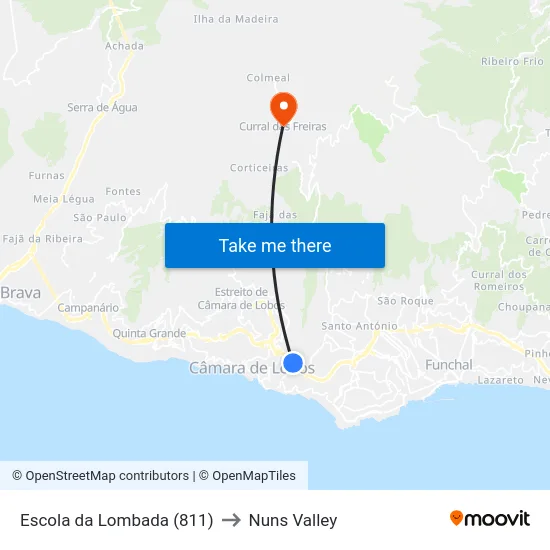 Escola da Lombada (811) to Nuns Valley map