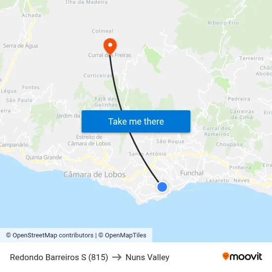 Redondo Barreiros  S (815) to Nuns Valley map