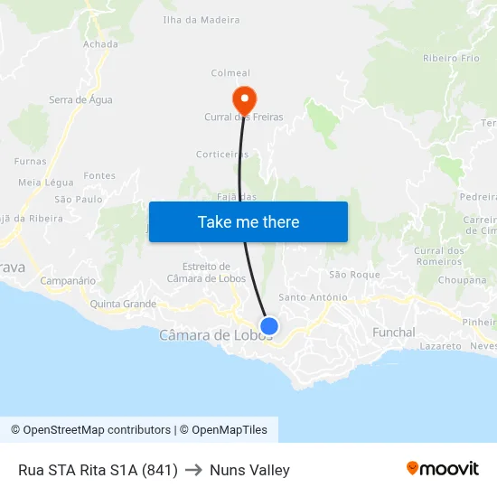 Rua STA Rita  S1A (841) to Nuns Valley map