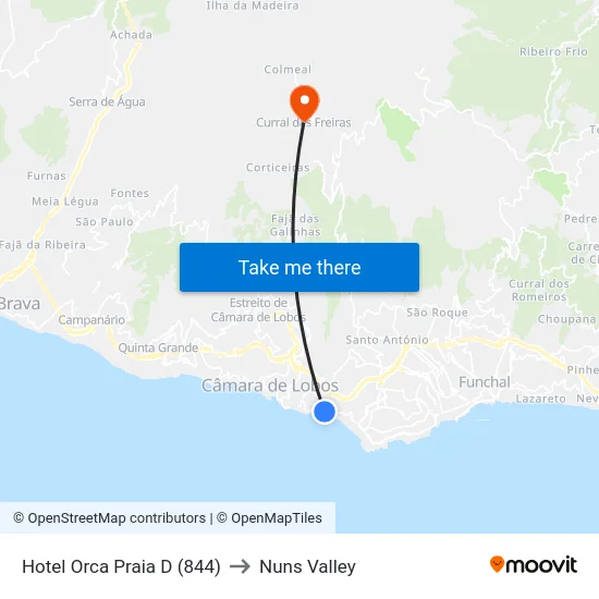 Hotel Orca Praia  D (844) to Nuns Valley map