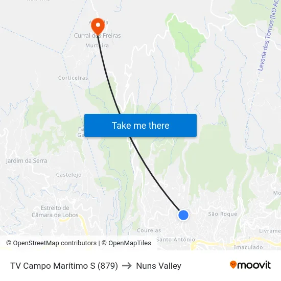 TV Campo Marítimo  S (879) to Nuns Valley map