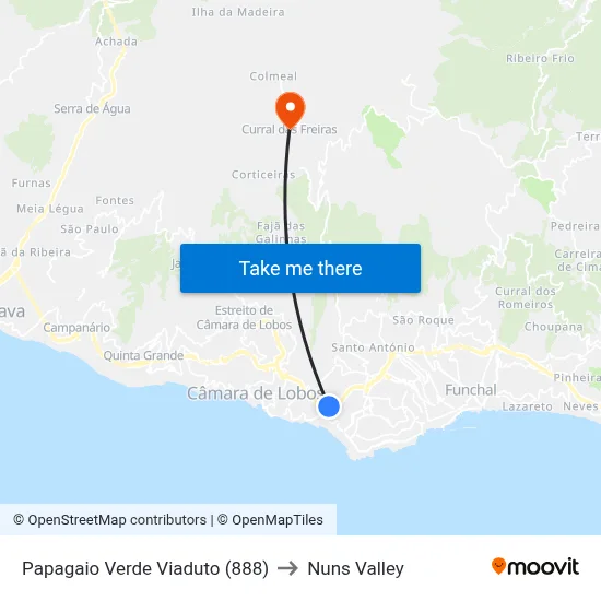 Papagaio Verde  Viaduto (888) to Nuns Valley map