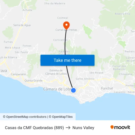 Casas da CMF Quebradas (889) to Nuns Valley map