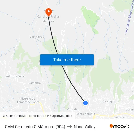 CAM Cemitério  C Mármore (904) to Nuns Valley map