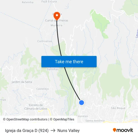 Igreja da Graça  D (924) to Nuns Valley map
